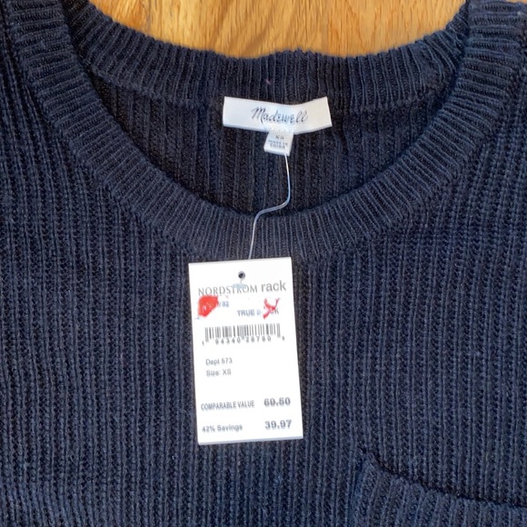 NWOT Madewell Thompson Pocket Pullover Sweater in True Black - Picture 4 of 9